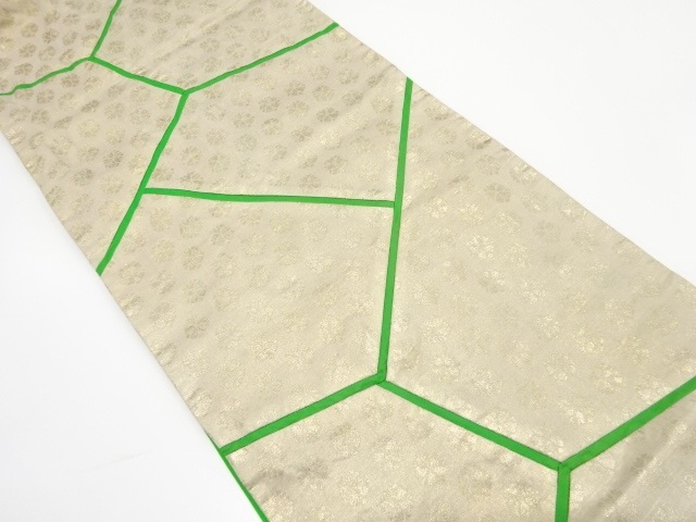 JAPANESE KIMONO / ANTIQUE FUKURO OBI / SILK / WOVEN STONE PAVEMENT